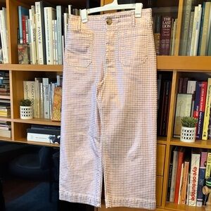 Anthropologie Pink and White Polka Dot Cropped Pants